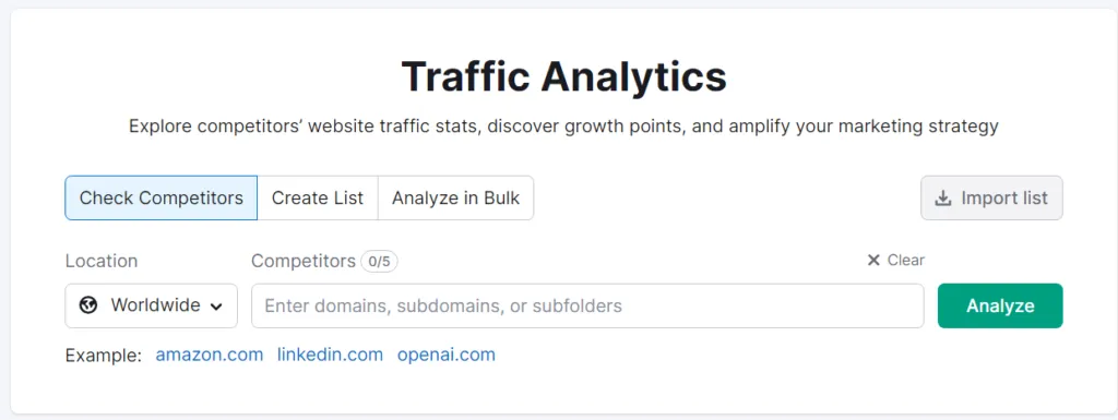 Semrush traffic analytics 