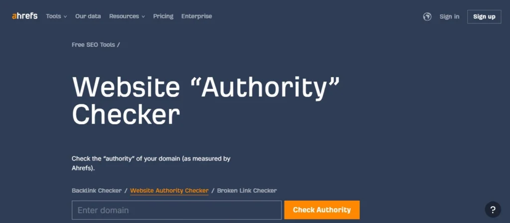 access ahrefs web authority checker