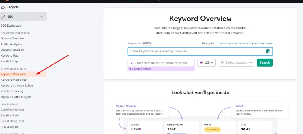 go to keyword overview